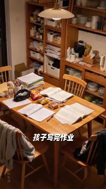 孩子写完作业，餐桌就成了杂物台